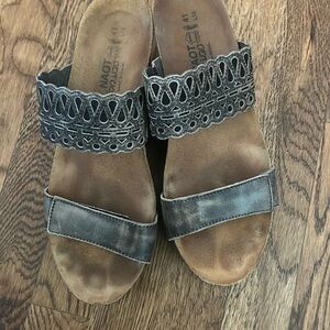 NAOT Size 10 US RISE Taupe Double Strap Slide Wedge Shoes 41 Eur